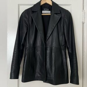 Reformation Veda Bowery Slim Leather Blazer